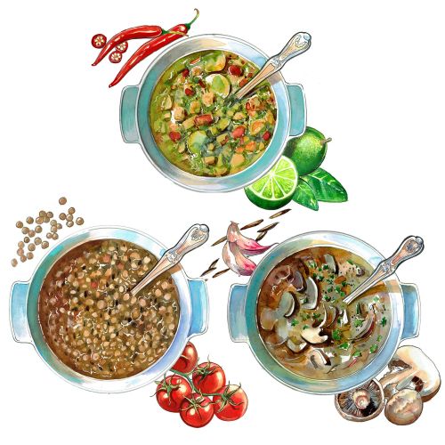Soups for a series of high quality recipes