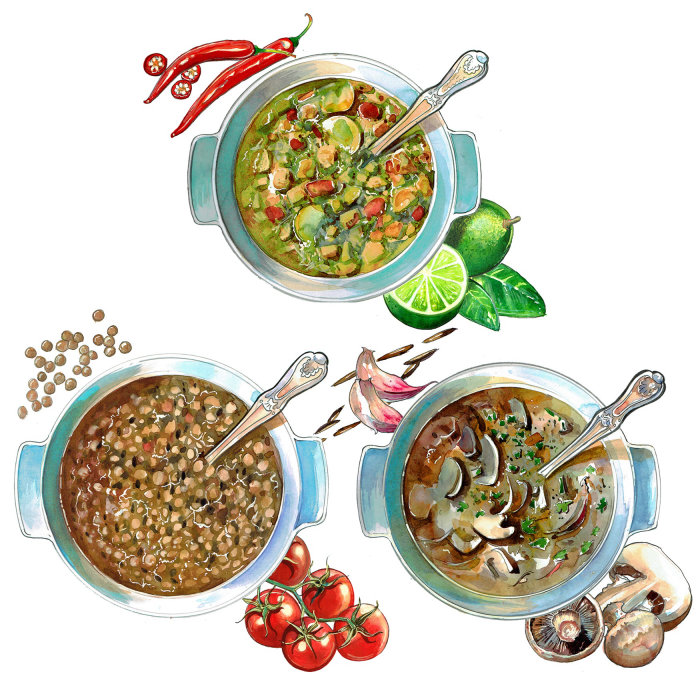 Illustrations de soupe pour Williams-Sonoma