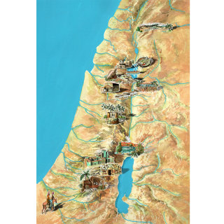 Map illustration of the Holy Land