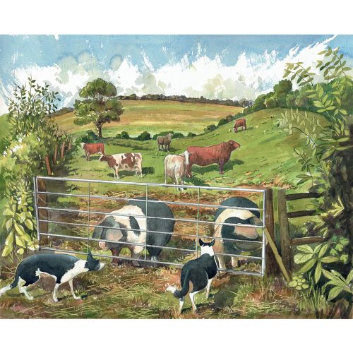 A selection of farm animals,dogs, pigs and cattle