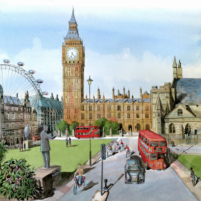 Watercolor of London's Parlement Houses