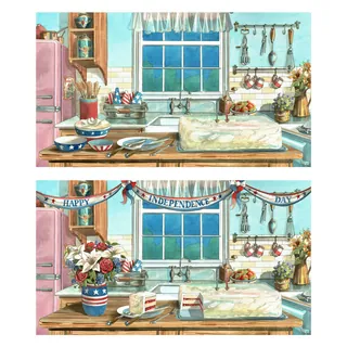 Kitchen decorated with patriotic USA Independence Day items