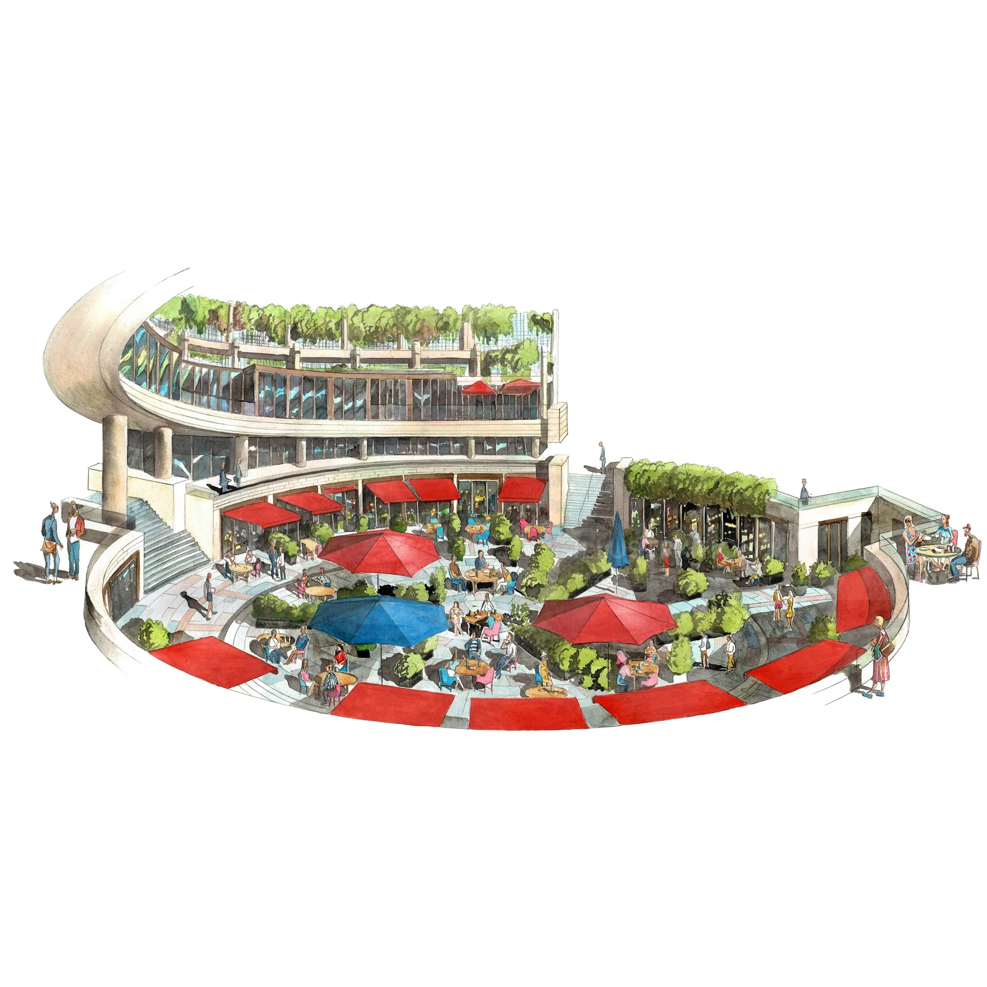 Illustration of Broadgate Circle by Liam O'Farrell