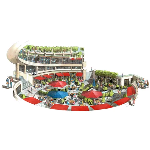 Illustration of Broadgate Circle by Liam O'Farrell