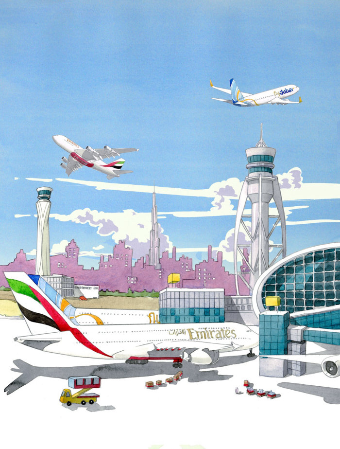 迪拜机场的插图