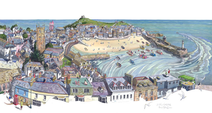 Illustration of St Ives in Cornwall