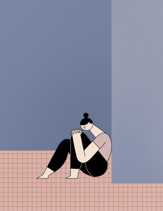 Ilustración editorial de mujeres tristes.