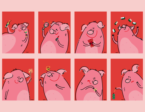 Graphic pictograph of pig
