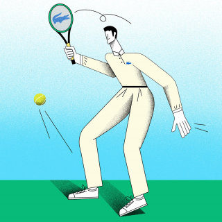 Illustration de vêtements de sport de tennis Lacoste pour hommes