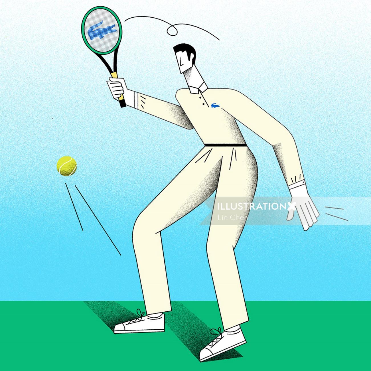 Illustration de vêtements de sport de tennis Lacoste pour hommes