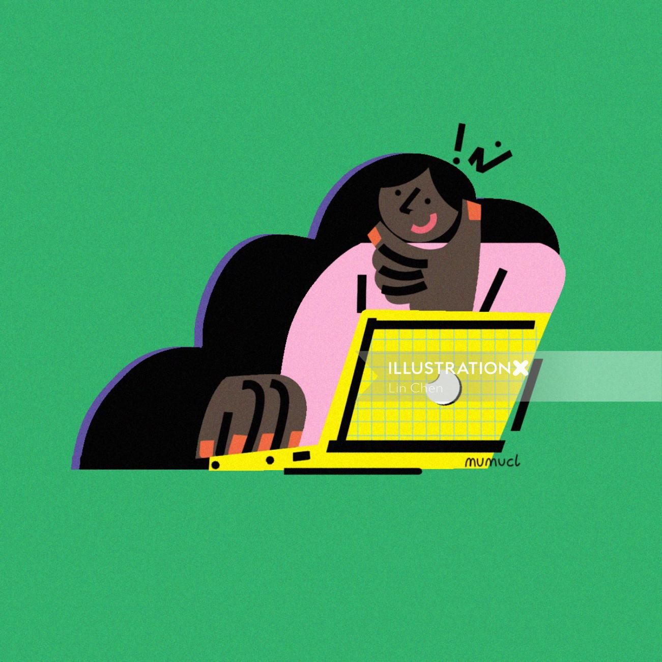 Graphic businesswoman with laptop
