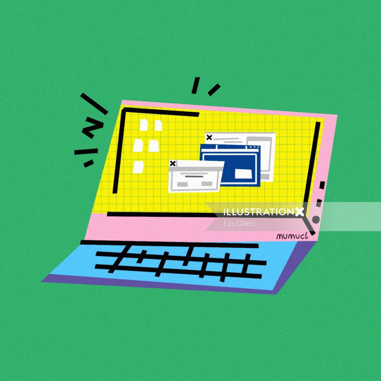 Digital illustration of laptop
