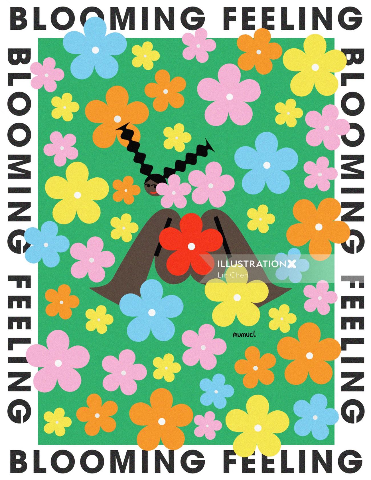 Illustration de sentiment de floraison par Lin Chen