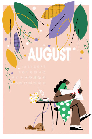 Calendario de agosto de estilo de vida
