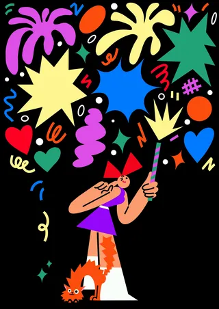 Graphic Girl with magic wand