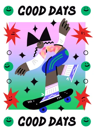 Graphic girl on skateboard