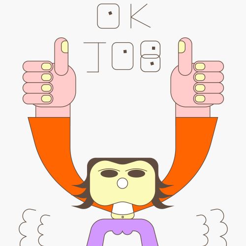 Cartoon character with thumbs up and text saying you do a very OK job