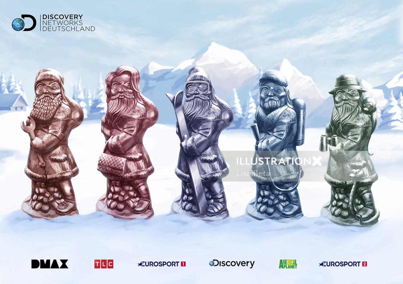 An Illustration of siscovery Networks Deutschland Statues