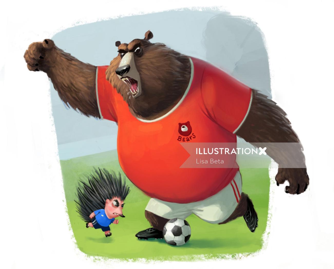 An Illustration Animals Playing Soccer