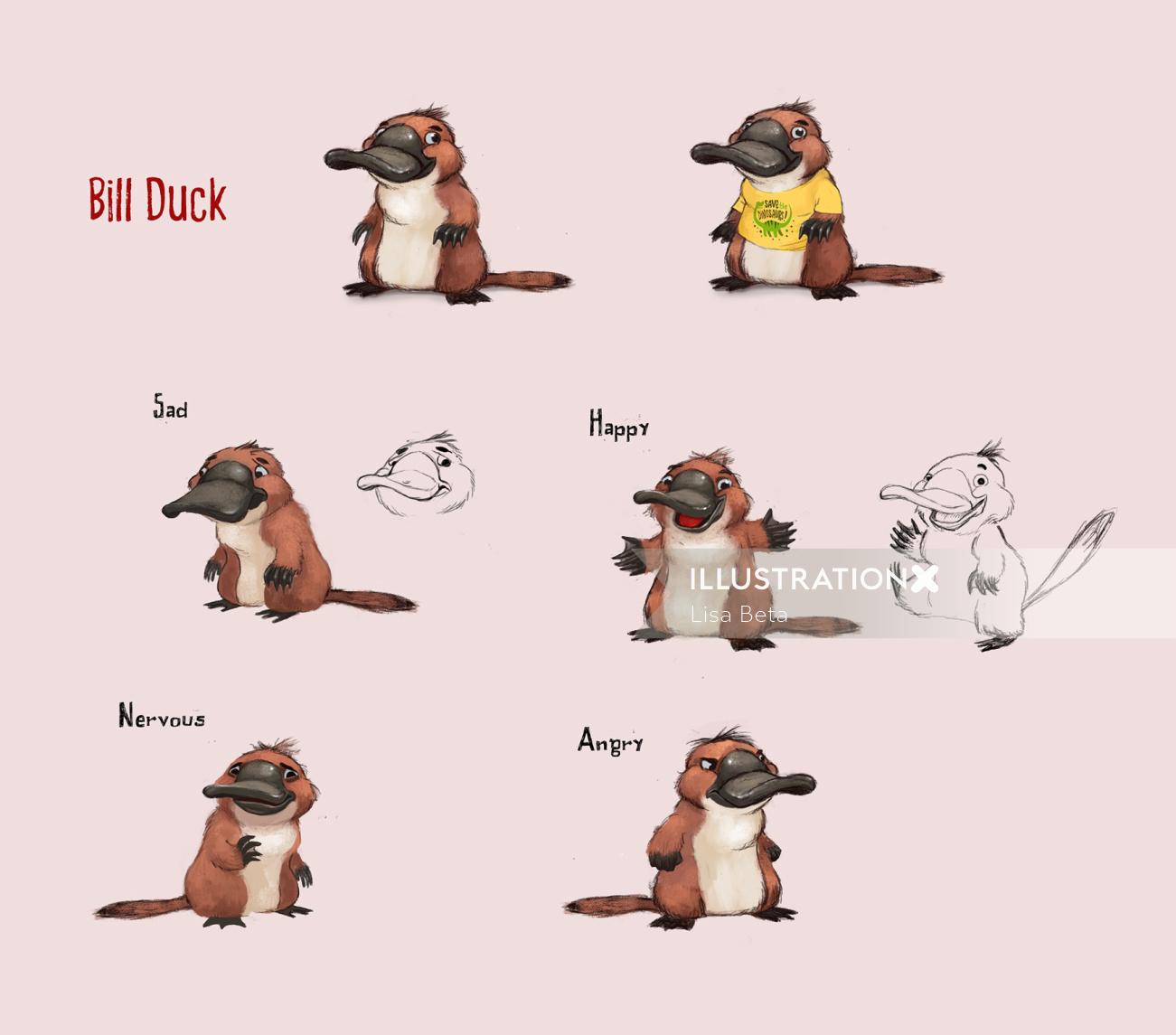 Cartoon duck emoji emoticons