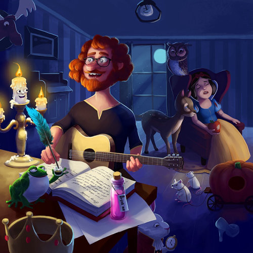 An Illustration Of Musician Writing Tale Song