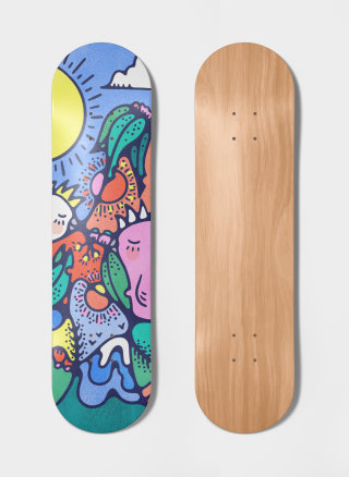 Skateboard coloré à thème Australiana