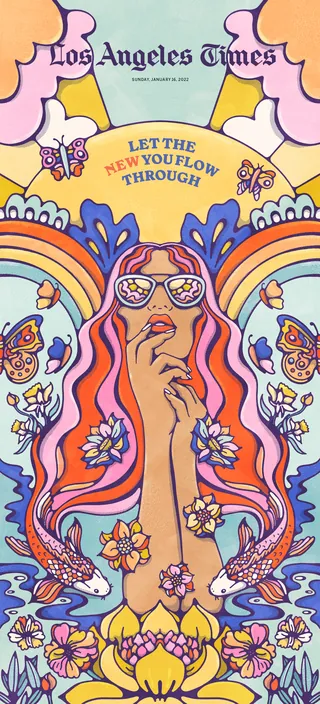 Colorful psychedelic illustration of a woman with floral patterns by Lively Scout
