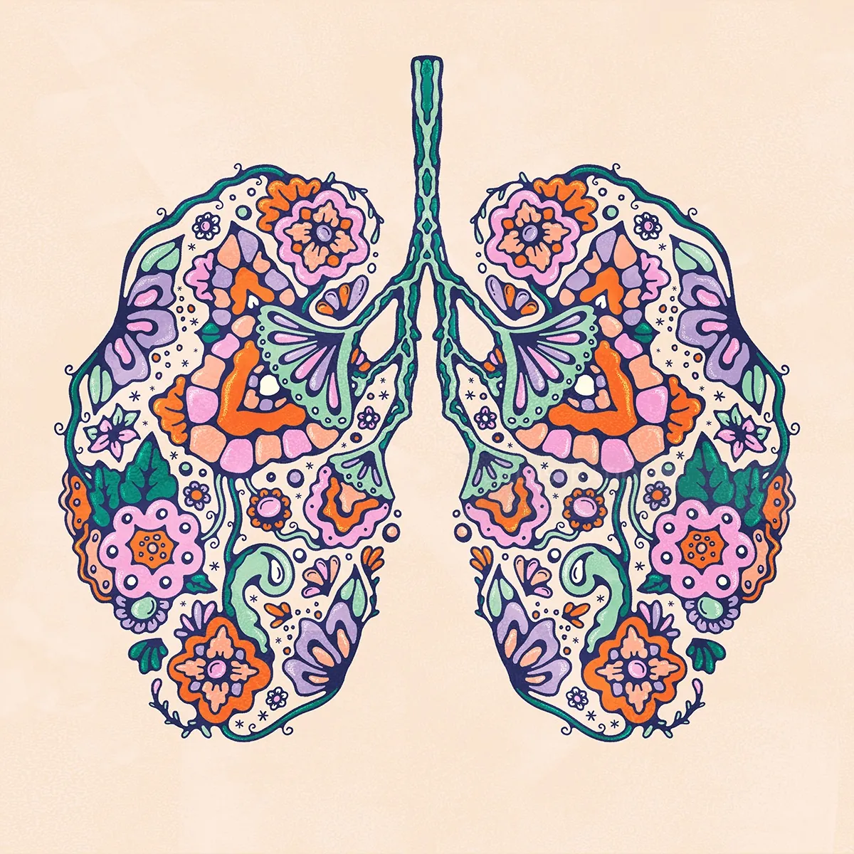 Floral patterned lungs illustration by Lively Scout