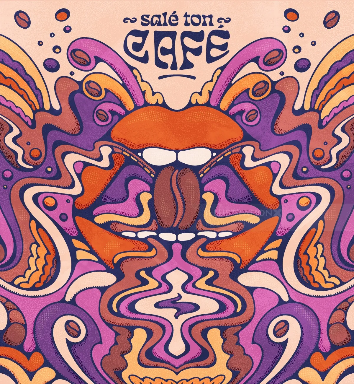 Psychedelic Coffee Art Illustration | Illustration by Lively Scout, image size:1200x1300