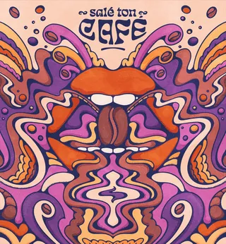 Psychedelic coffee art with beans and swirling patterns by Lively Scout