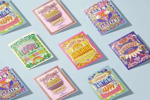 Inspirational quote cards with colorful floral hand-lettered typography