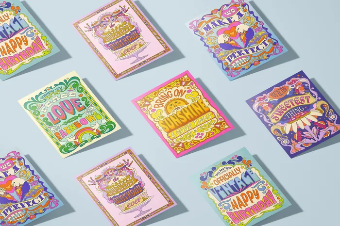 Inspirational quote cards with colorful floral hand-lettered typography