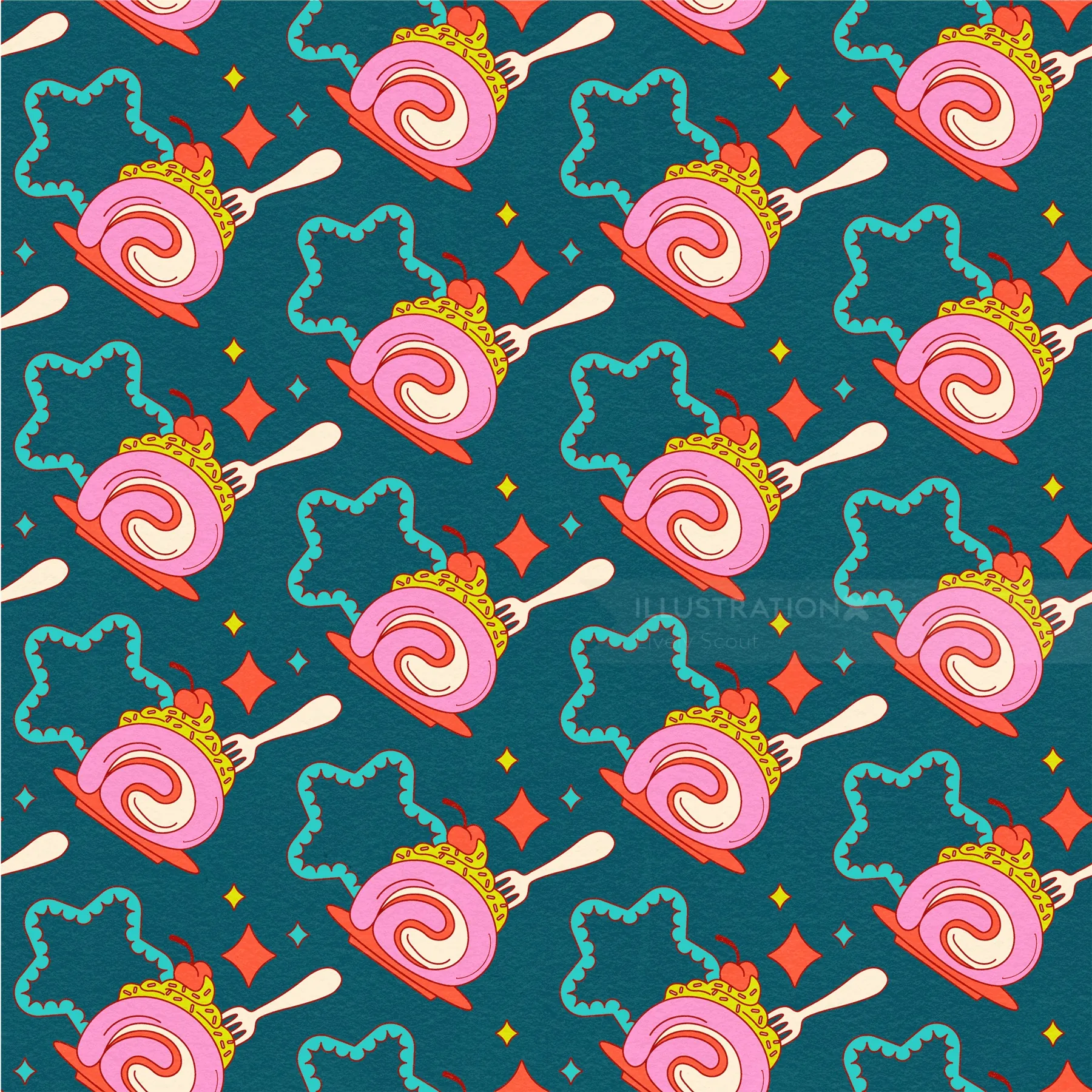 Repeating pink party treat pattern by Lively Scout