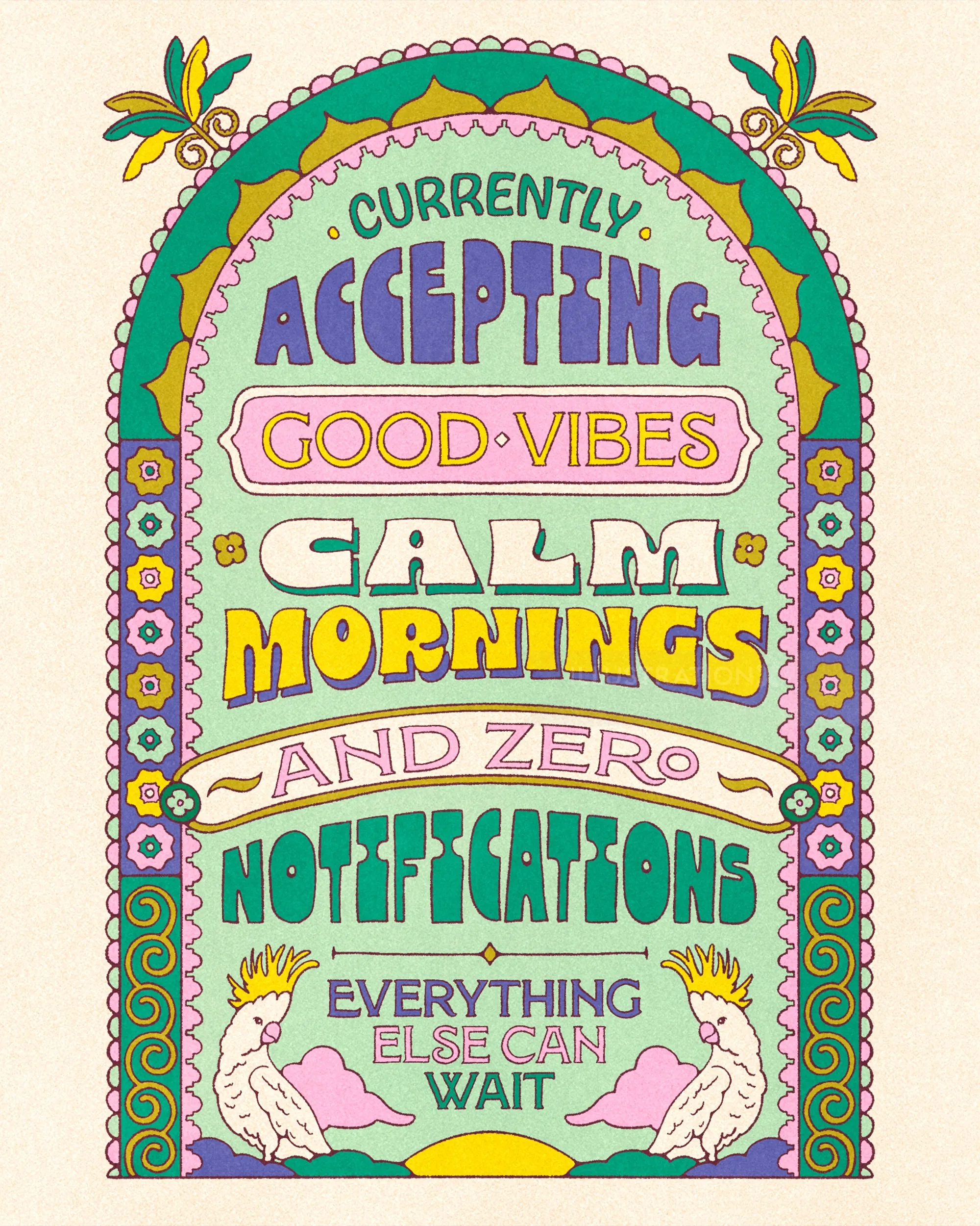 Illustrated Good Vibes lettering artwork by Lively Scout