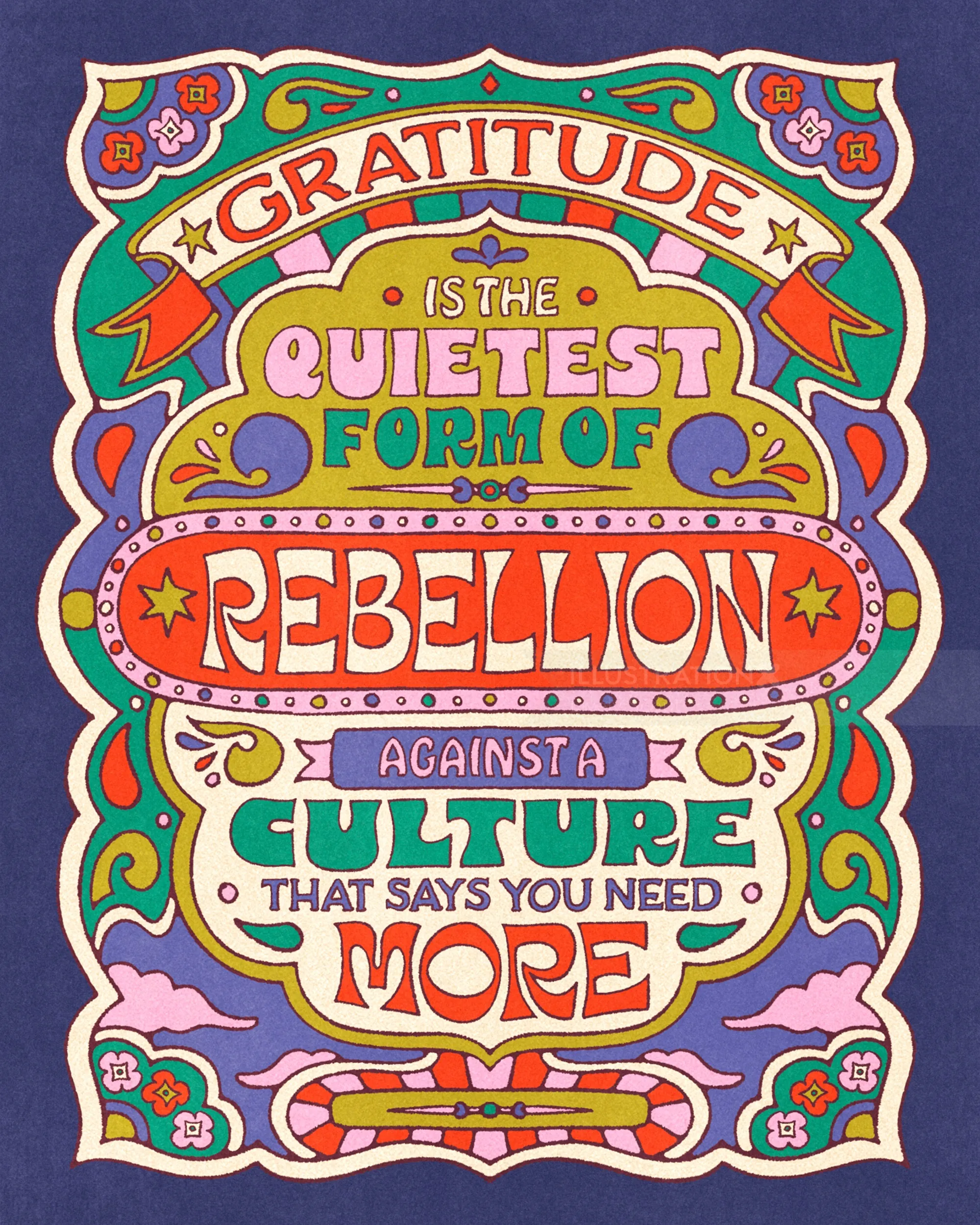 Lively Scout lettering reads “Gratitude is the quietest form of rebellion.”