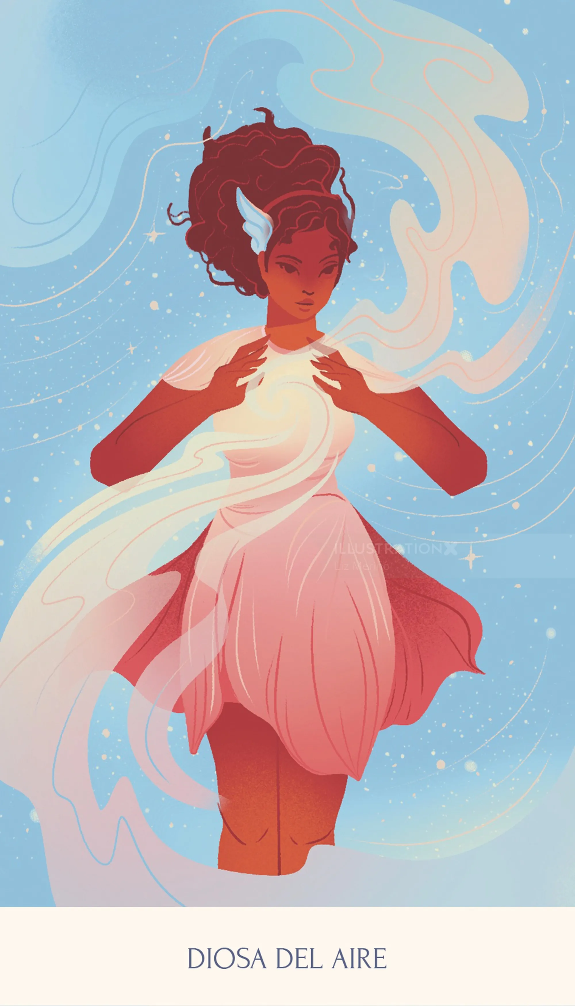 Liz Merino's red-haired Goddess of Air illustration