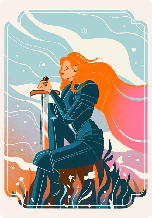 Illustration by Liz Merino showing a red-haired woman seated by water