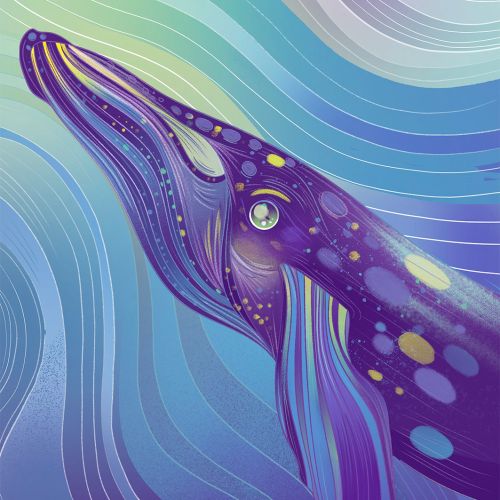 Blue whale oracle card illustration by Liz Merino