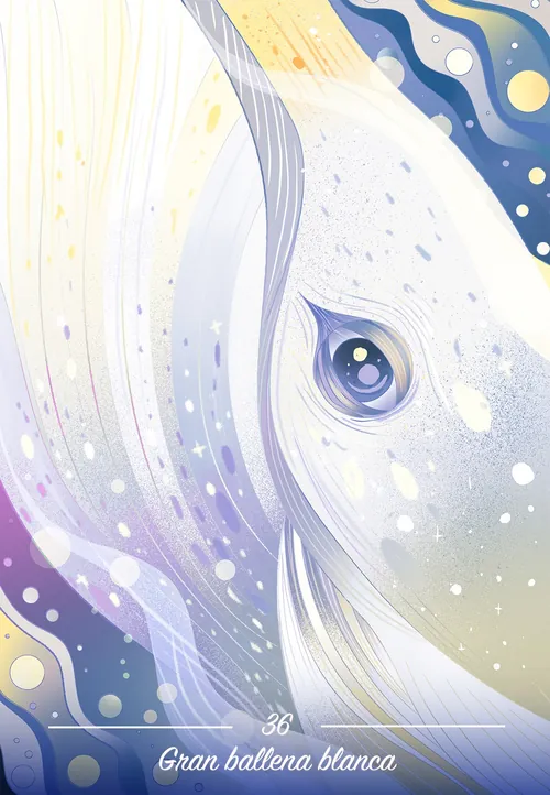 White whale oracle card illustration by Liz Merino