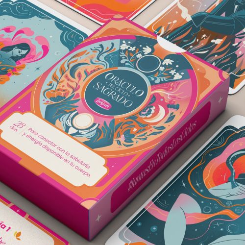 Sacred Cycle Oracle deck packaging designed by Liz Merino