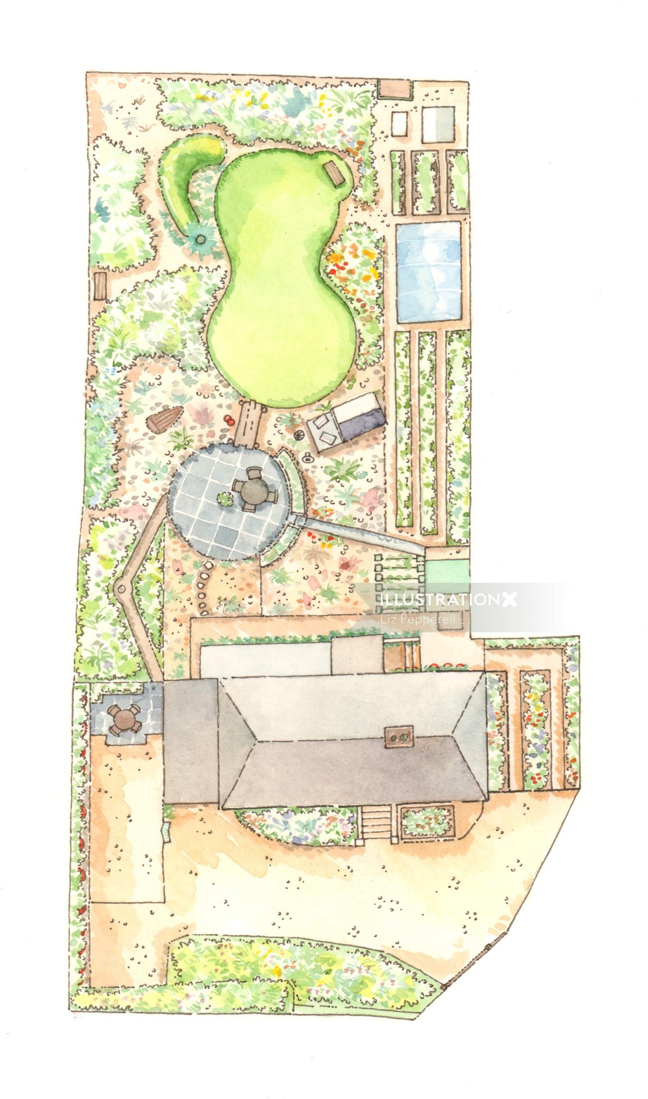 Farmhouse map illustration