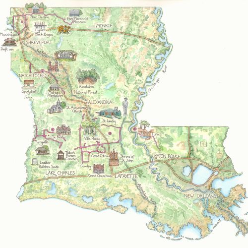 Louisiana map illustration