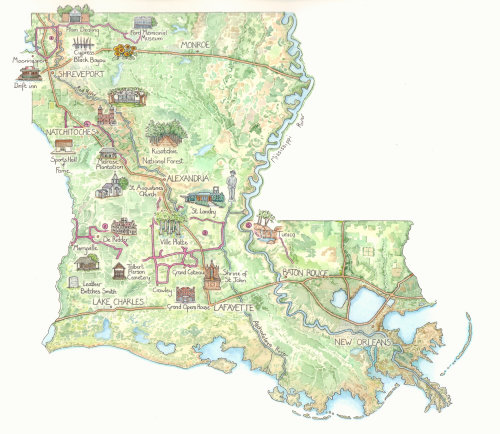 Ilustração do mapa da Louisiana