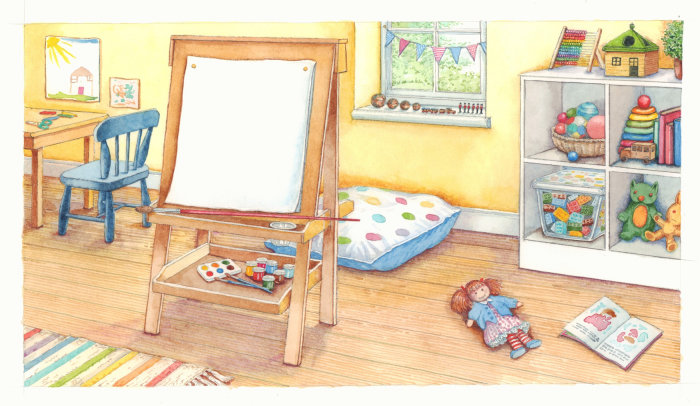 Cartoon depiction of a nursery