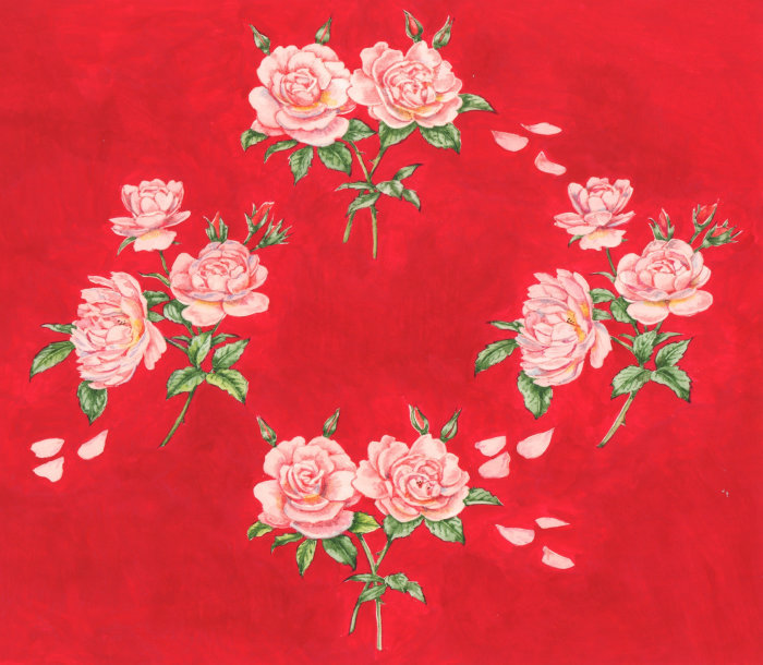 Motif décoratif avec des fleurs roses