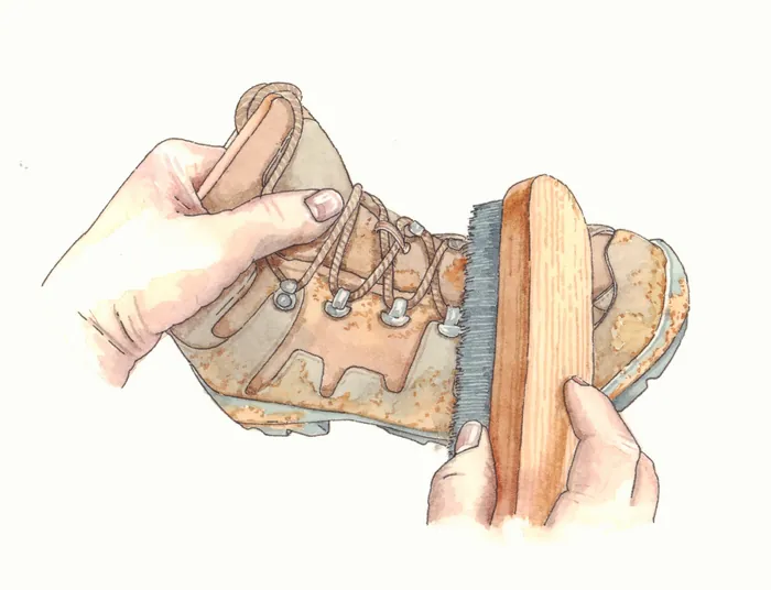 Polishing vintage leather boots