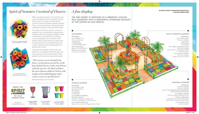 Colorful flower exhibit by M&S at Chelsea Flower Show