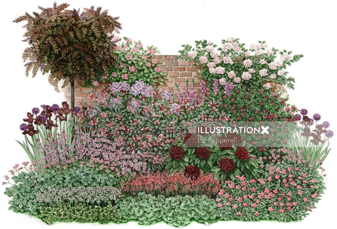 pintura de jardín de rosas