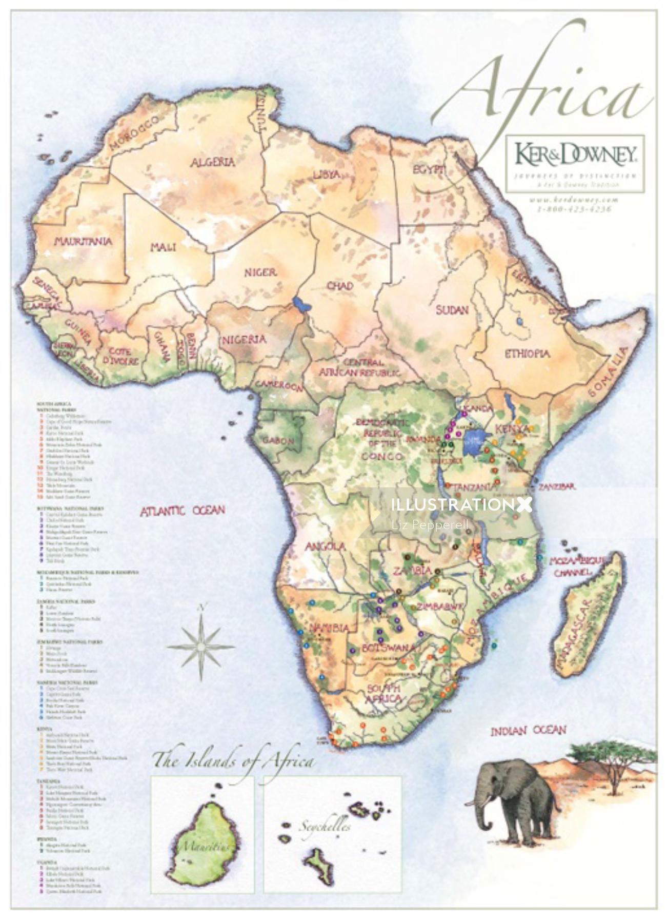 La ilustración del mapa de África