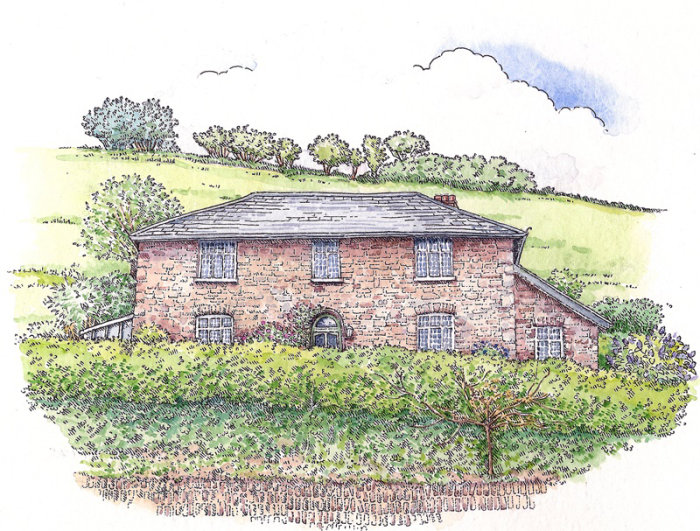 Digital painting of farm house 